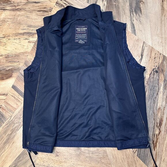 Abercrombie & Fitch Y2K Nylon Windbreaker Vest Navy Blue Men's XL - Picture 3 of 11